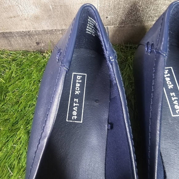 New BLACK RIVET Vanessa Wedge Flats In Blue Size 10W - Picture 9 of 12